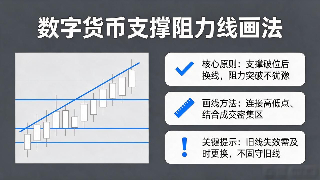 数字货币支撑阻力线画法教程